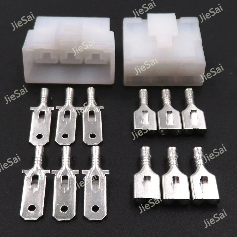 6 Pin Male Female Socket Docking Unsealed Connector 6.3 Series Automobile High Current Cable Harness Plug