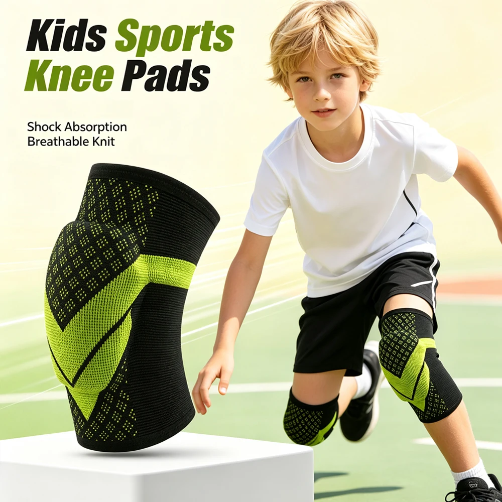 1/2 Pcs Soft Cushioned Knee Brace for Active Girls Boys, Anti-Slip Sweat-Wicking Pads Perfect for Training, Cycling & Gym Play