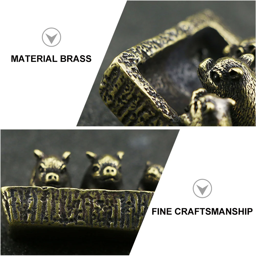

Brass Pig Set Decor Creative Desktop Adornment For Home Desktop Adornment Home Office Living Room Tearoom Brass Ornament Decor