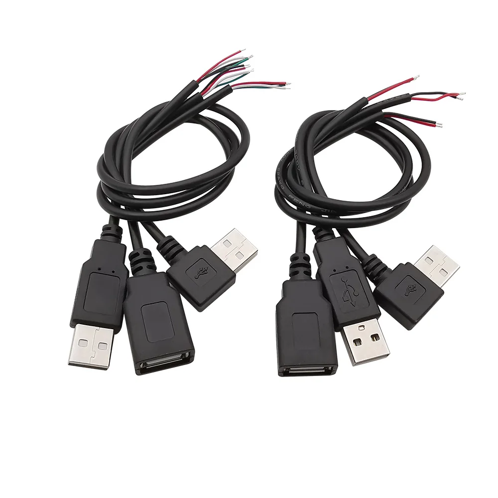

5/10Pcs 5V USB 2.0 Type A Male Female Jack Connector 2/4 Pin USB-A Cable Power Charge Extension Cord Wire DIY USB Plug Socket