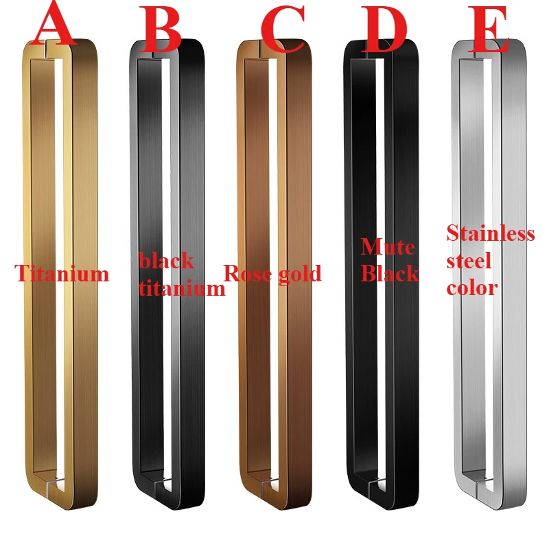 stainless-steel-square-glass-door-back-to-back-bar-pull-commercial-entry-bathroom-rose-gold-matte-gun-black
