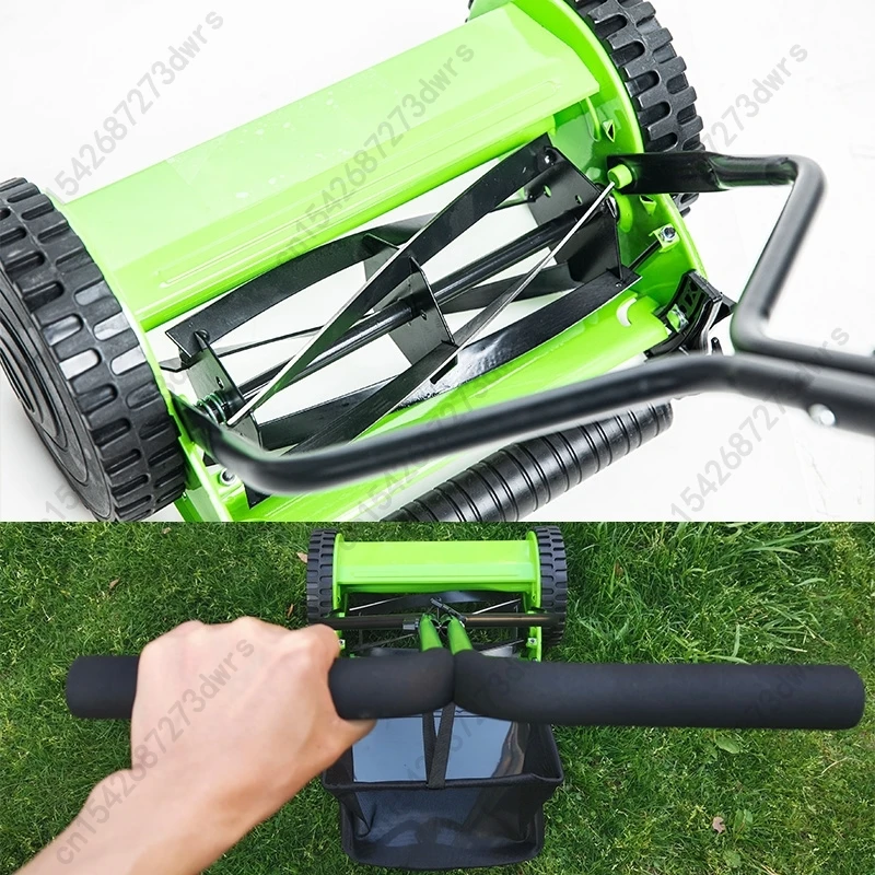 16-inch compacte duwgrasmaaier Lichtgewicht multifunctionele grassnijmachine voor kleine tuinvilla gazon en buitentuin