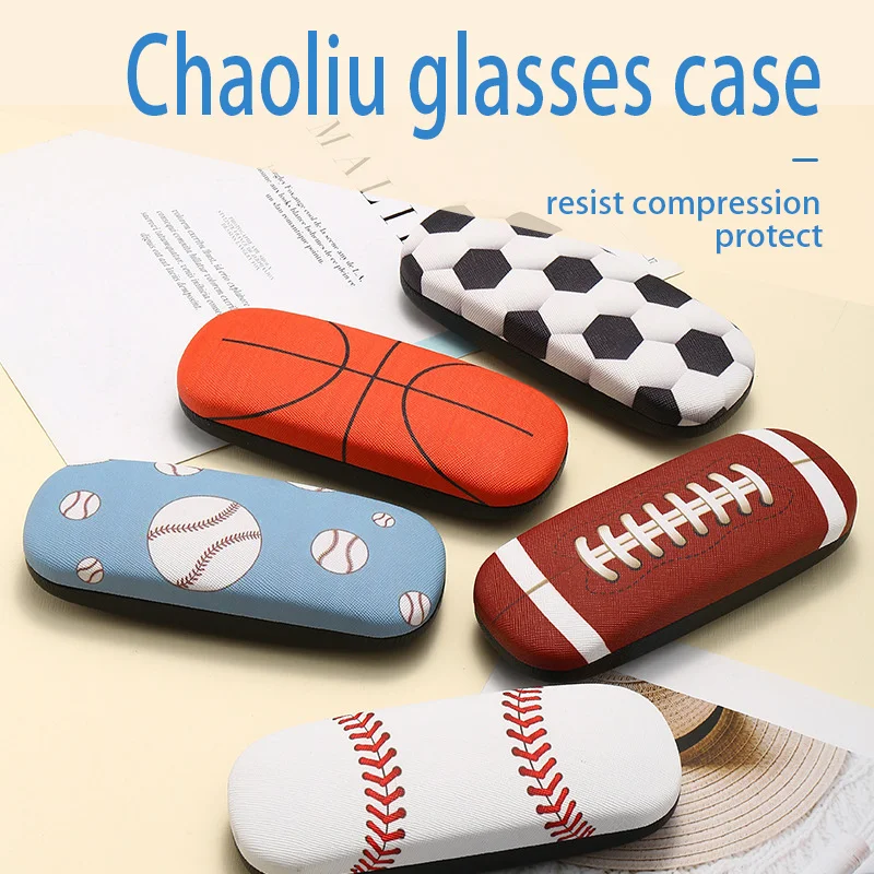 1pc Glasses Case Basketball Football Baseball Pattern Glasses Case Compression Sunglasses Storage Box, Reading Glasses Box
