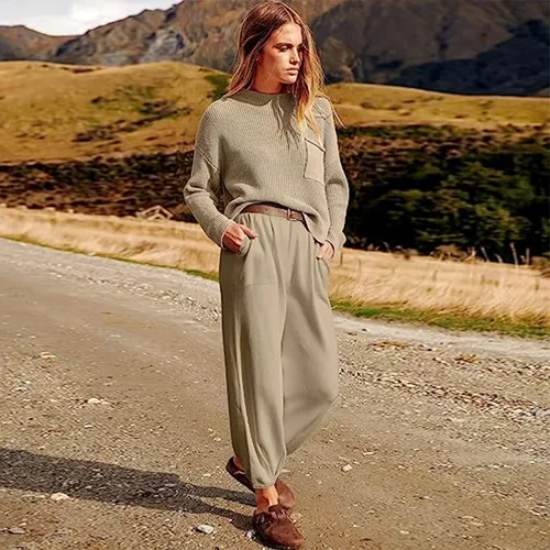 캐주얼 긴팔 니트 스웨터, 스웻팬츠 세트, 루즈핏 상의, 포켓 팬츠, 스포츠 투피스 세트, 2025 용수철 신상 Best5 캐주얼 긴팔 니트 스웨터, 스웻팬츠 세트, 루즈핏 상의, 포켓 팬츠, 스포츠 투피스 세트, 2025 용수철 신상 Best5