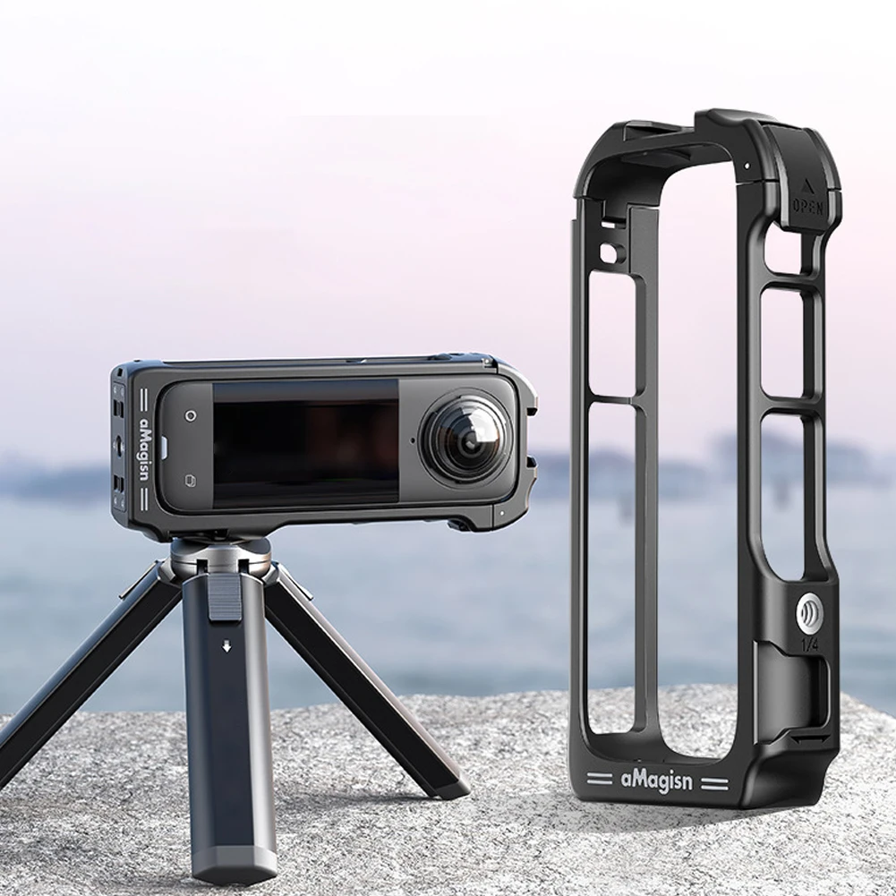 ل Insta360 X4 الإطار الملحقات المغناطيسي الإفراج السريع واقية قفص أرنب الإطار قفص ل Insta 360X4 كاميرا الملحقات