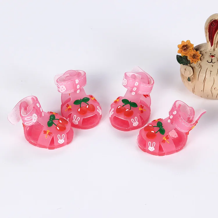 Doggy Jelly Sandals Cartoon Slip-On Shoes Anti-Slip Breathable Summer Spring Fashion Trend Rain Boots for Bichon Teddy