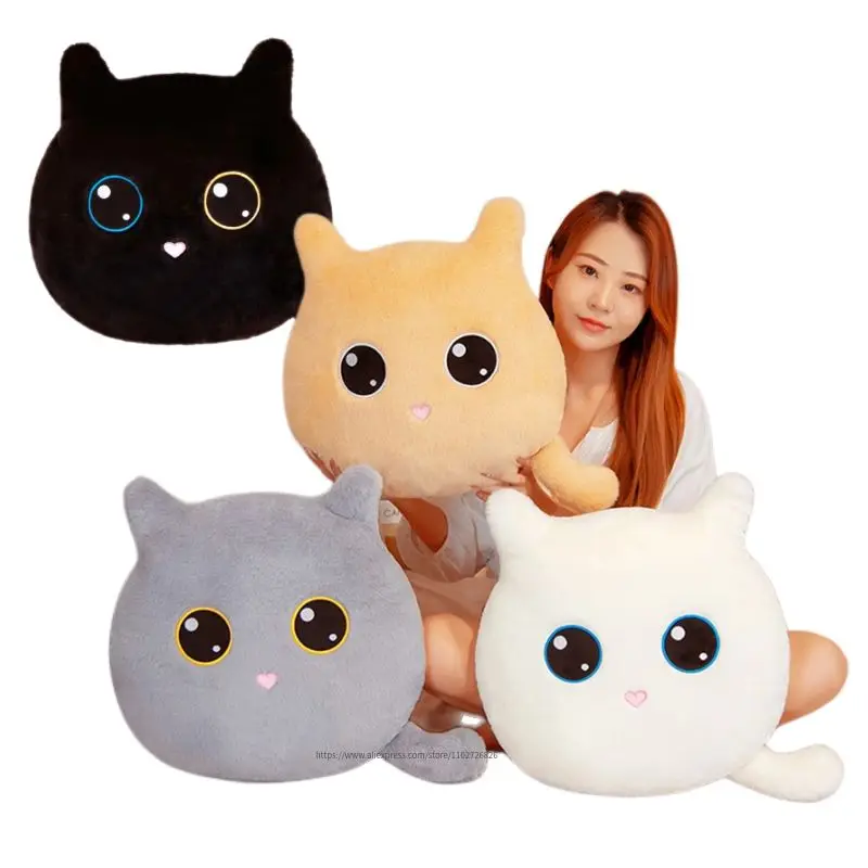 

40*45CM Kawaii Round Cat Plush Toys Stuffed Animal White Black Cat Doll Soft Pluche Pillow Cushion For Kids Girls Christmas Gift