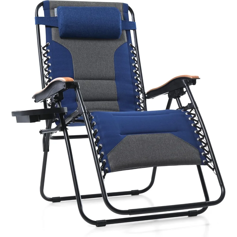 

XXL Oversized Padded Zero Gravity Chair, Foldable Patio Recliner, 30" Wide Seat Anti Gravity Lounger with Cup Holder, Support 4