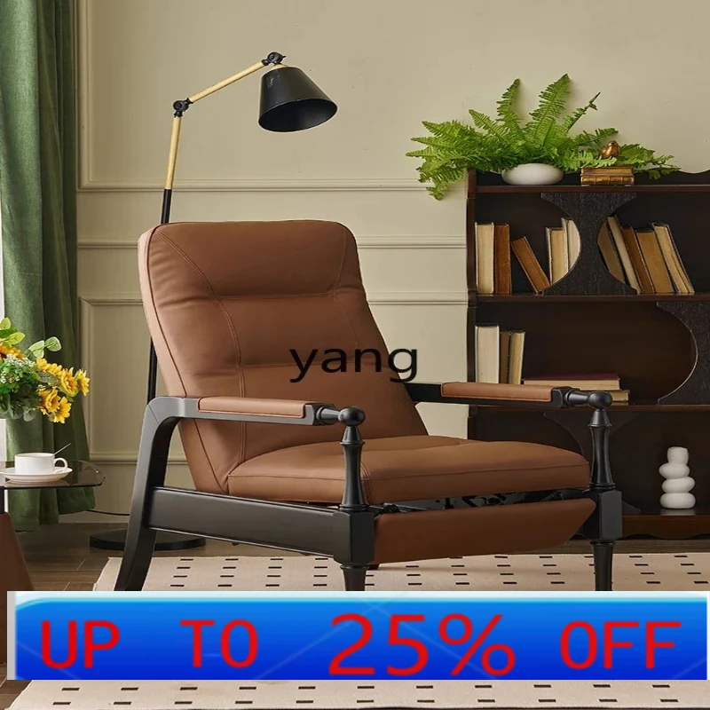 LHH  solid wood office chair multi-functional sofa chair top layer cowhide leisure chair