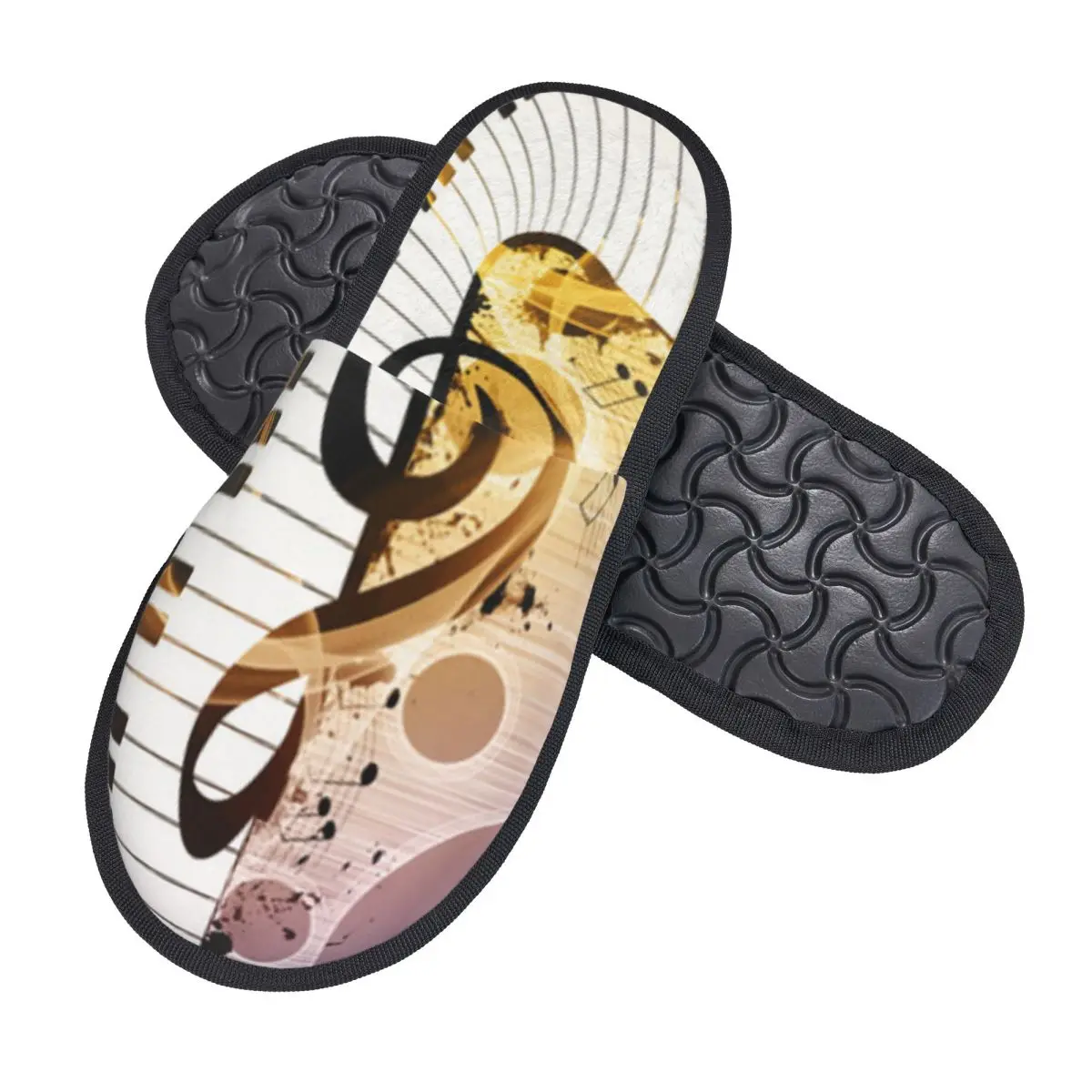 Indoor Abstract Music Notes Warm Slippers Home Plush Slippers Home Soft Fluffy Slippers