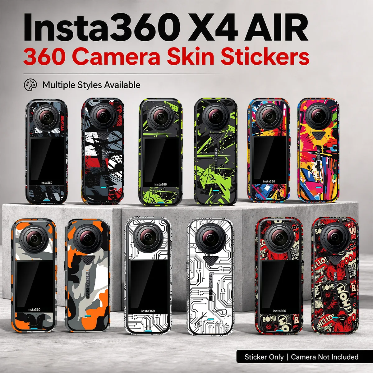 For Insta360 X4 AIR Action Camera Graffiti Skin Sticker Vinyl Waterproof UV Resistant Decorative Protective Accessories Decal