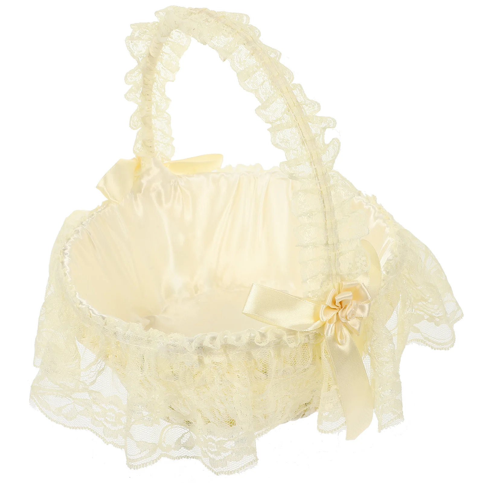 

Elegant Willow Vine Petal Baskets Medium Lace Decor Wedding Flower Girl Handle Storage Basket For Home Party Decoration Outdoor