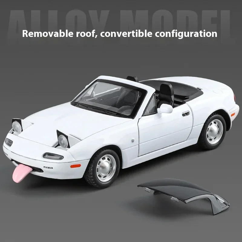 Mazda-Coche de aleación de MX-5 a escala 1:24 para niños, modelo de coche en Miniatura de Metal fundido a presión, colección de sonido y luz, vehículo de juguete, regalo C375