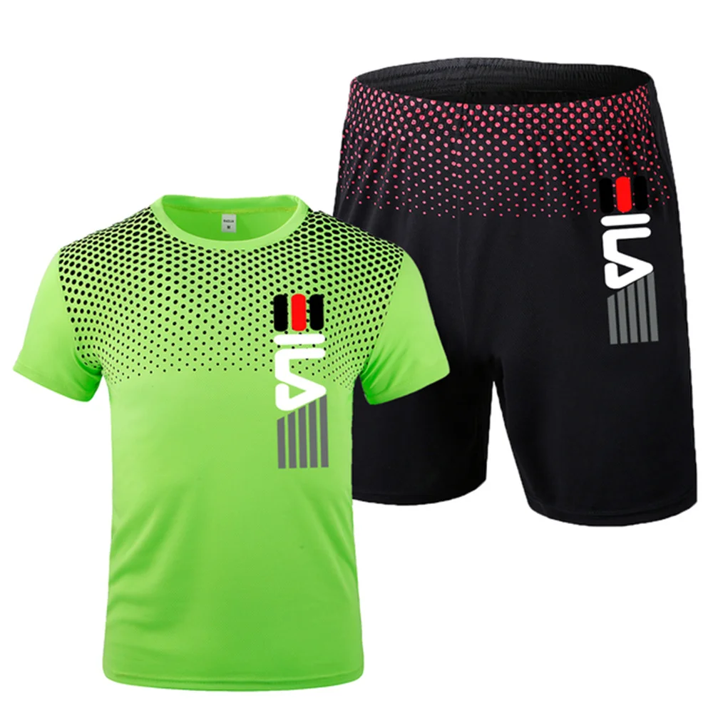 

Men's Sportswear Summer two-piece set Athletic Wear Running Clothes Sets Short Sleeve Trainas Uniforms outdoor sports Tracksuit