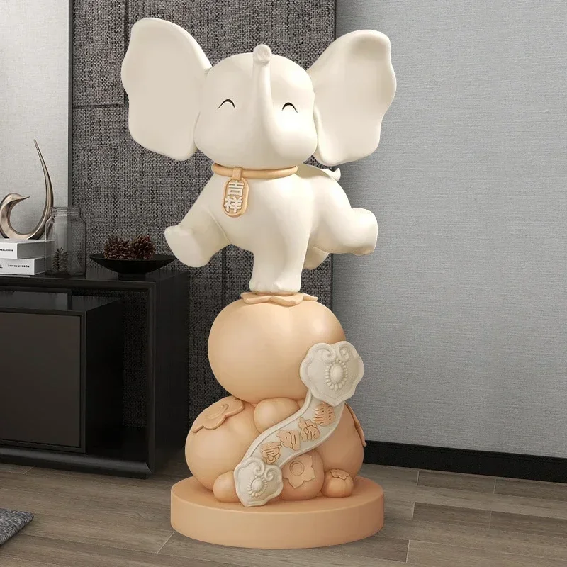 Elephant ornament, large floor-to-ceiling lucky home furnishing living room entranceTV cabinet soft decoration gothic home decor