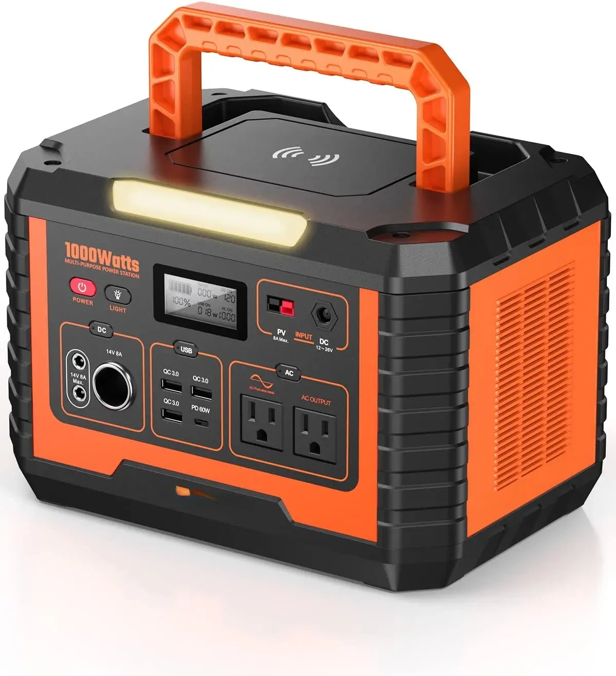 Portable Power Station 1000W, Camping Solar Generator 270000mAh with 110V AC Outlet, PD 60W Fast Charging