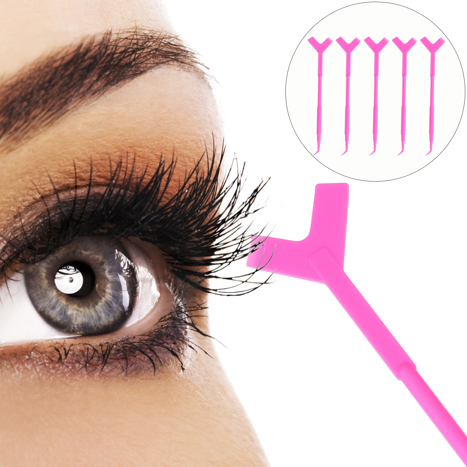 

10pcs False Eyelash Picking Stick Reusable Tool Durable Brush Separator Comb Y-shaped Design Comfortable Grip eyelash