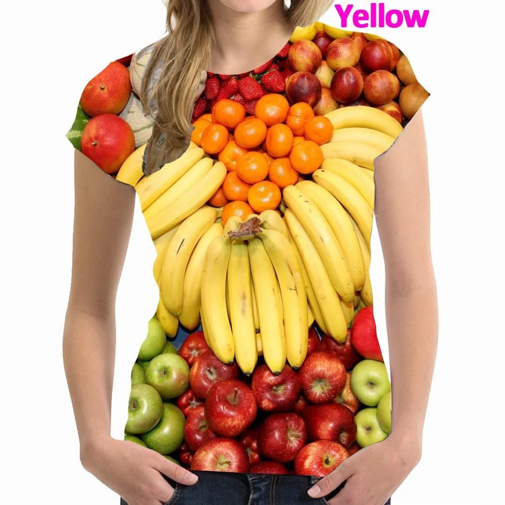 

Women's 3D Graphic T-shirt Print Short Sleeve Elegant Food Fruit Round Neck T Shirts Tops