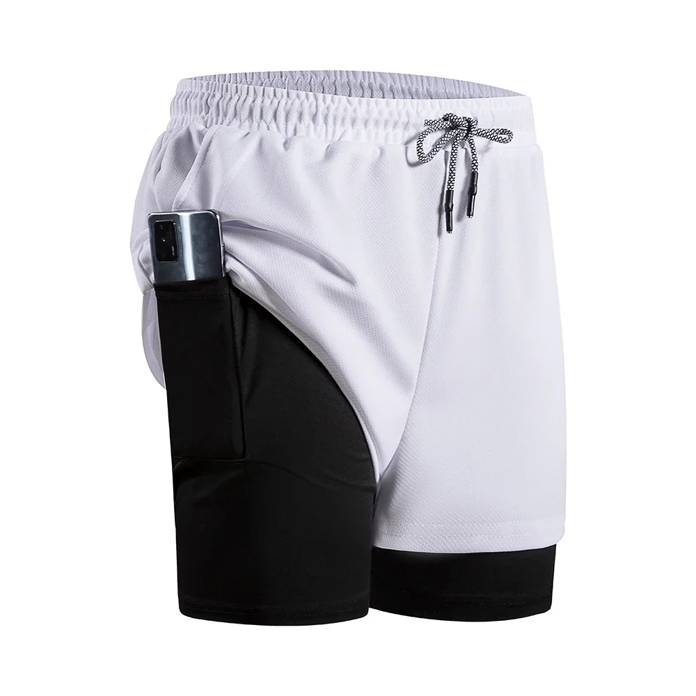 الرجال ضغط رياضة الجري السراويل الرياضية 2 في 1 سريعة الجافة تجريب التدريب رياضة اللياقة البدنية الركض سراويل قصيرة الصيف الرجال السراويل