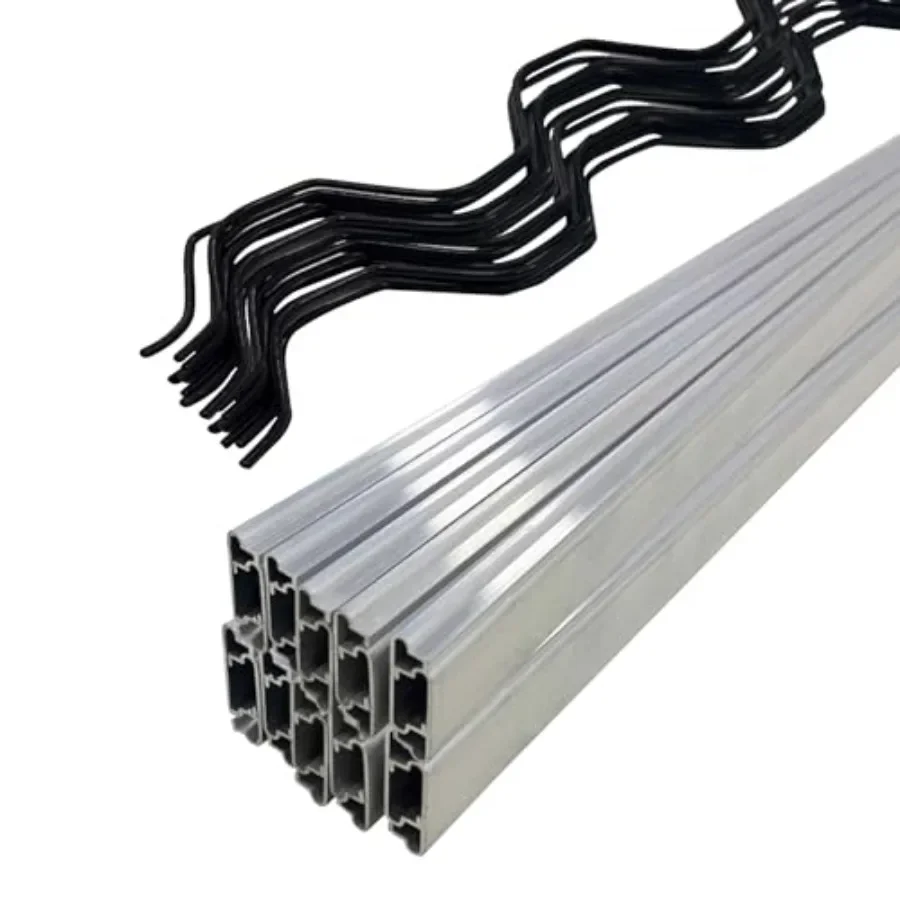 Greenhouse application: PVC-coated spring wires and aluminum lock channels kit, green color, 6.6 ft set of 20 for plastic film