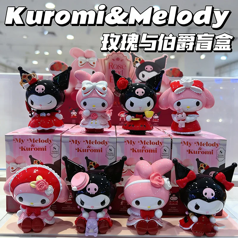 

Genuine My Melody Kuromi Rose And Earl Series Blind Box Cute Anime Figure Surprise Box Collectible Model Toy Christmas Gift