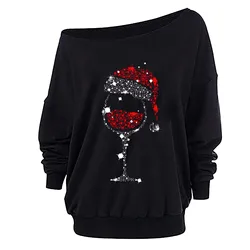 Women Bag Hip Christmas Sweatershirts Santa Snowflake Print Hoodies Long Sleeve Off The Shoulder Pullover Dress Clothing Female