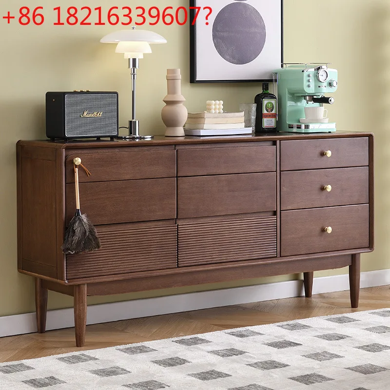 

Nordic light luxury solid wood modern simple living room against the wall entrance cabinet bedroom storage cabinet
