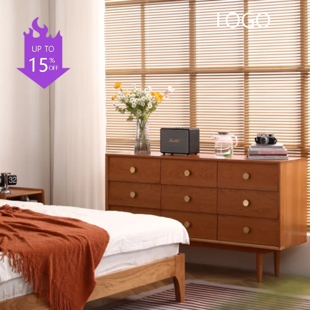

C45 Nordic solid wood nine chest cabinet cherry wood modern simple living room locker floor large capacity