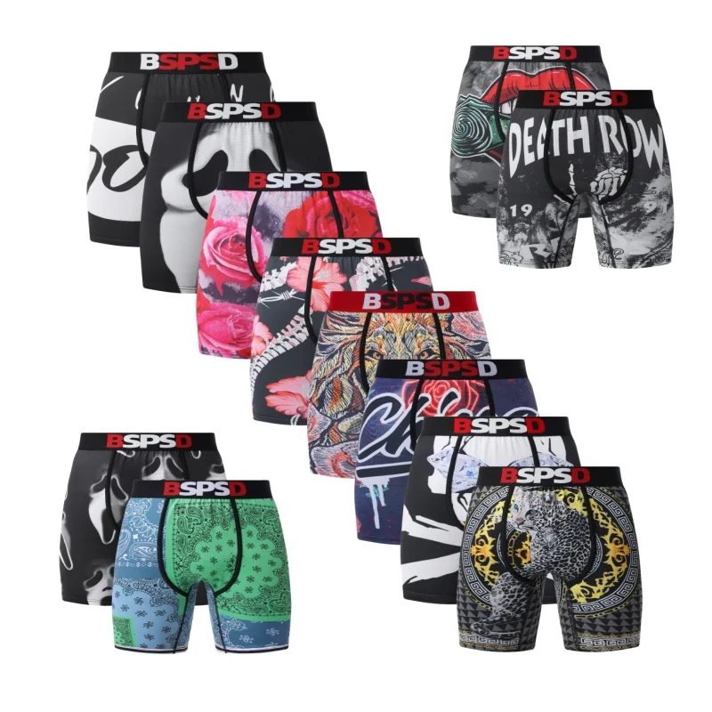 

Men Boxer Briefs Breathable Printed Mens Underpants Men's Panties Plus Size S-2XL Mens Swimming Underwear Sexy Sports Boxers