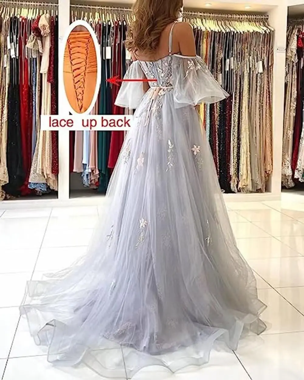 Spaghetti Strap Batwing Sleeve Wedding Trailing Dresses for Banquet Party Prom Vacation Beach Cocktail Bar Mitzvah Evening Gowns