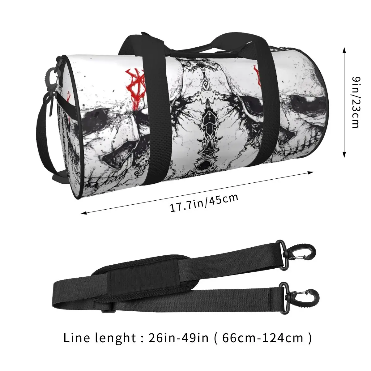 Gym Bag Japan Anime Bereserk Printed Sports Bag Large Capacity Skull Street Men Outdoor Custom Handbag Fun Training Fitness Bag