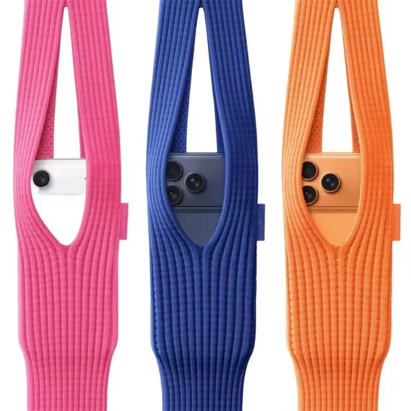 Mobile Phone Pocket Crossbody Knitted Handbag Bag Soft Polyester Material For iPhone Samsung Fashionable Decorative Storage Bag