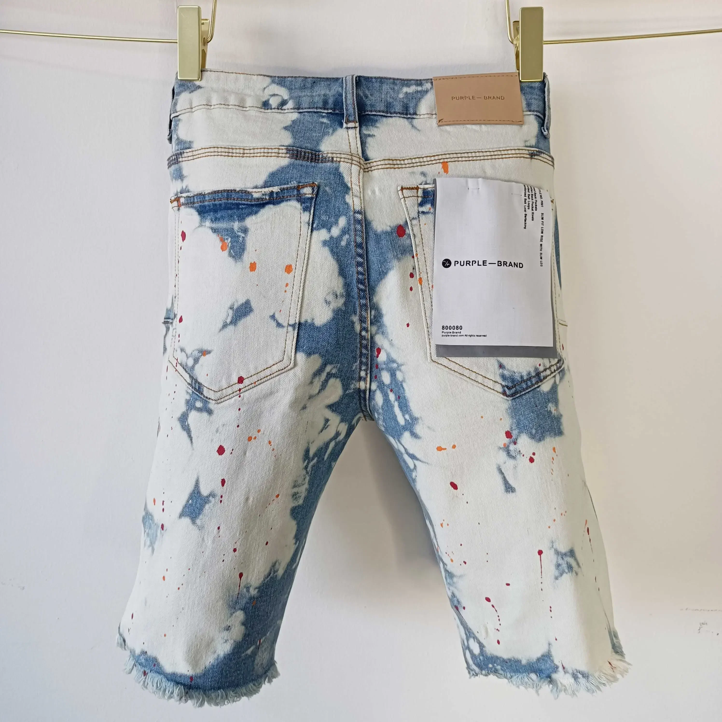 Spring/Summer New Purple Brand Trendy Elastic Edged Middle Pants Irregular Light Color Washed Denim Shorts pants