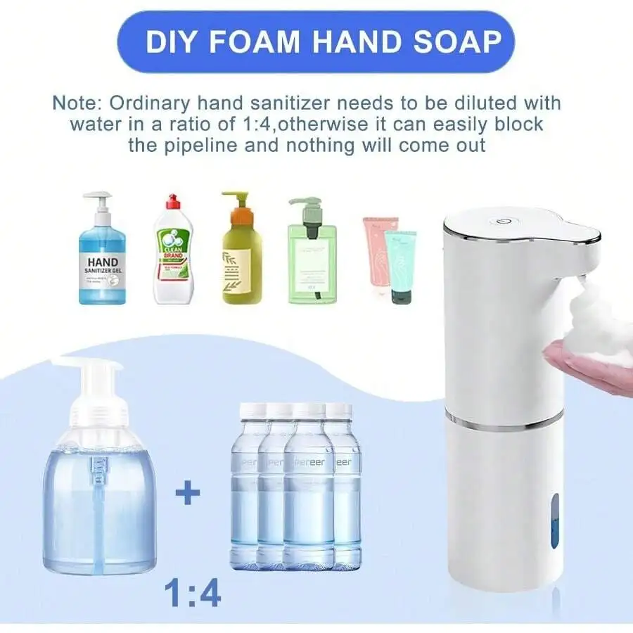 300 مللي Touchless IPX5 مقاوم للماء الذكية الأشعة تحت الحمراء الاستشعار التلقائي موزع الصابون الرغوي مضخة تنظيف المنزل الكهربائية خالية من الضغط #4