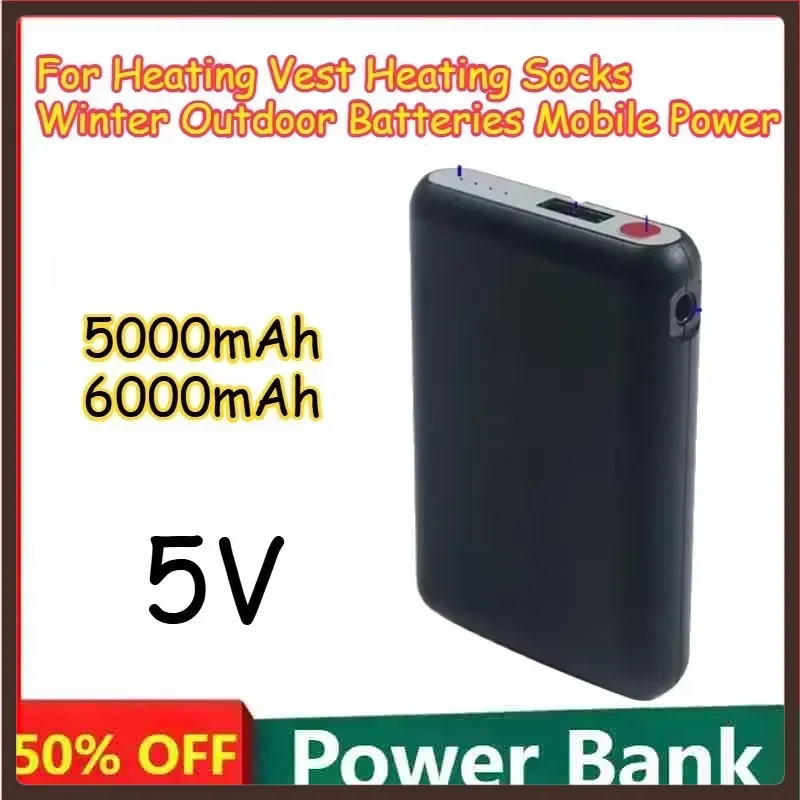 5000mAh 6000mAh 5V Rechargeable for Heating Vest Heating Socks Winter Outdoor Portable and Compact Batteries Mobile Power