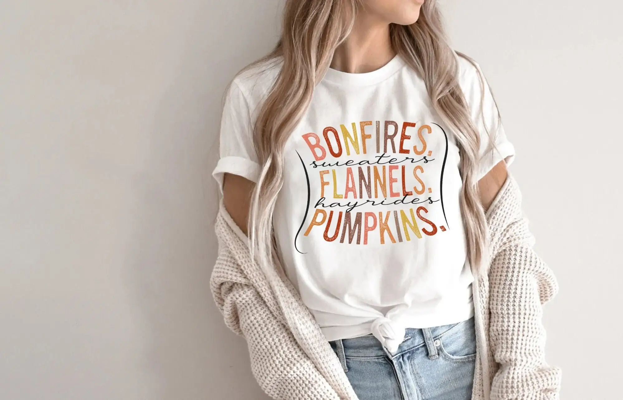 Flannels Hayrides Pumpkins Sweaters Bonfires Thanksgiving T Shirt Cute Fall Pumpkin Spice Season