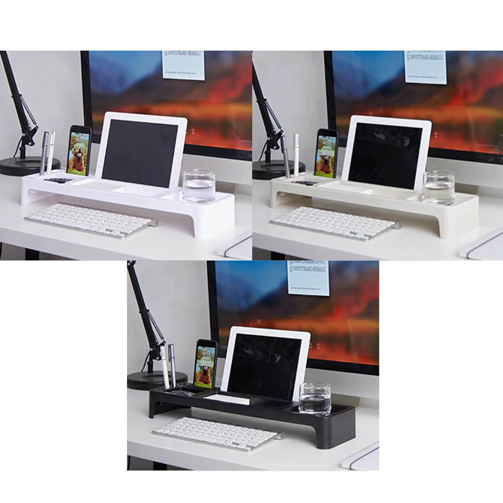 

Creative Plastic Desktop Storage Rack Multi-Functional Keyboard Organizer For Office Stationery Holder Dust-Proof Washable Home