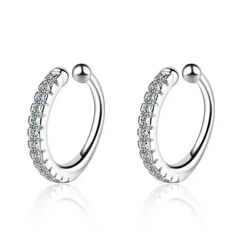 Silver Color Fashion Exquisite Zircon Ear Cuff Earring for Woman No Piercing Ear Wrap C shape Clip Earring Summer Jewelry Stack - view 6