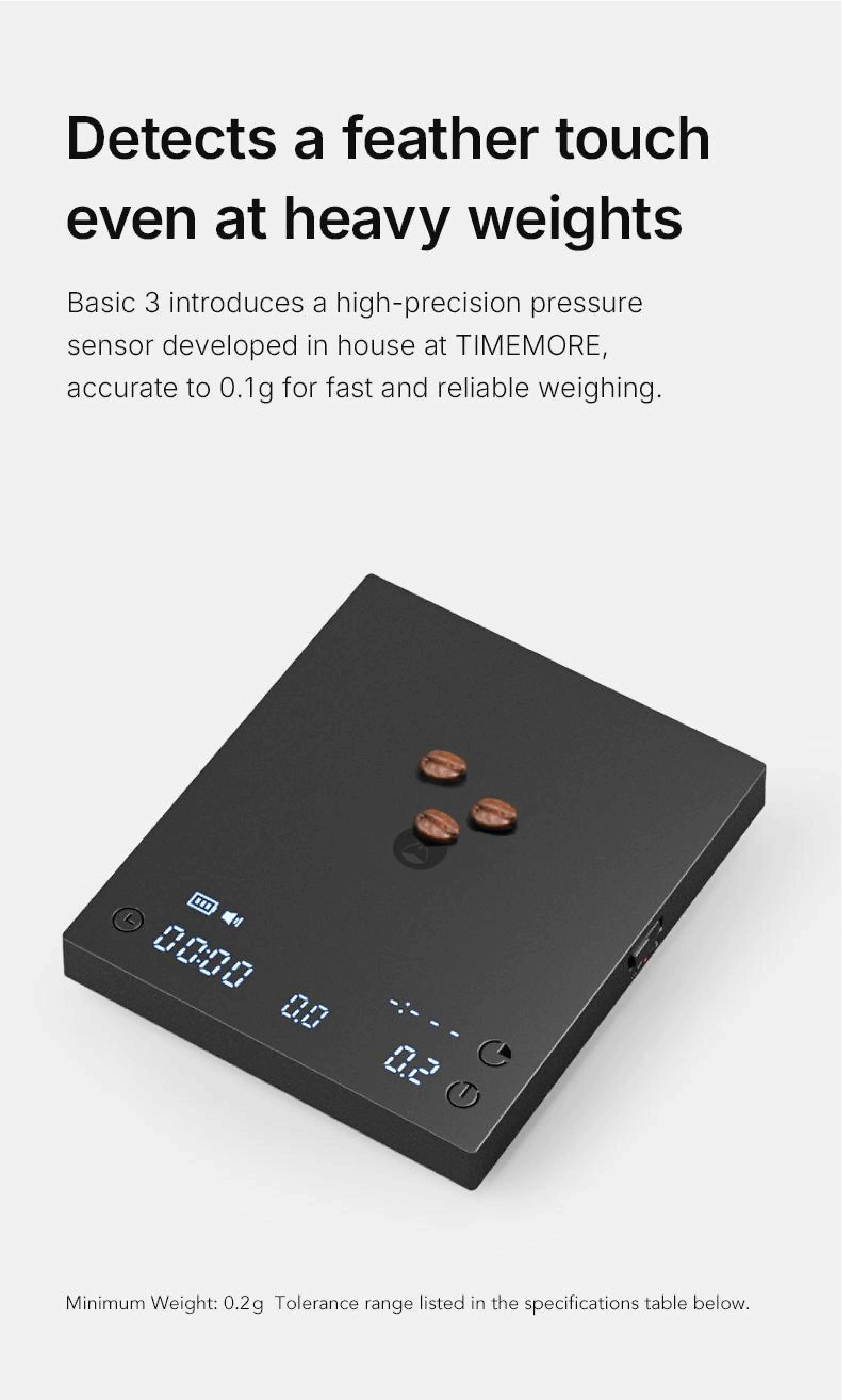 TIMEMORE Black Mirror Basic 3 Kaffeewaage Küchenwaage Digitale Waage Mini-Wiegeplattform Schlanker Intelligenter Leichtgewicht – Detail 15