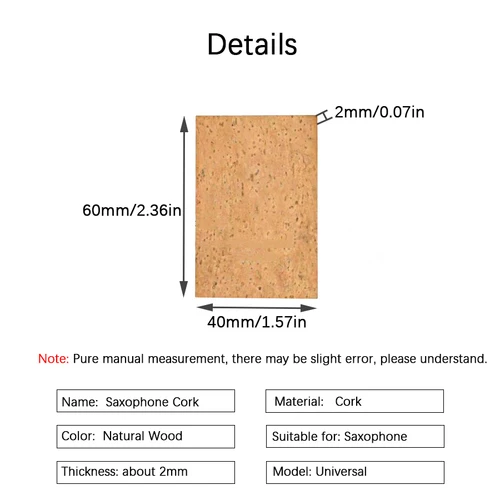 Imagen 2 del producto Corchos de interfaz curvada para cuello de saxofón Alto/Tenor/Soprano, Kit de repuesto de hoja de corcho Universal, accesorios para viento de madera