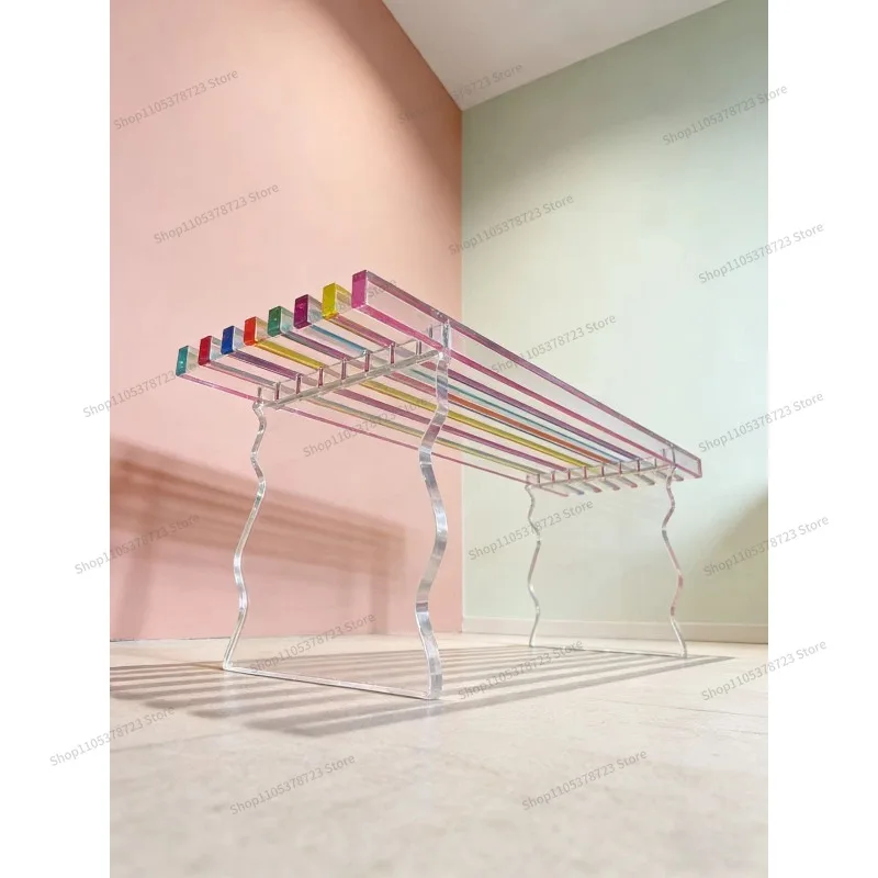 For Acrylic Rainbow Bench Nordic Home Door Ins Stool Bedroom Dining Room Strip