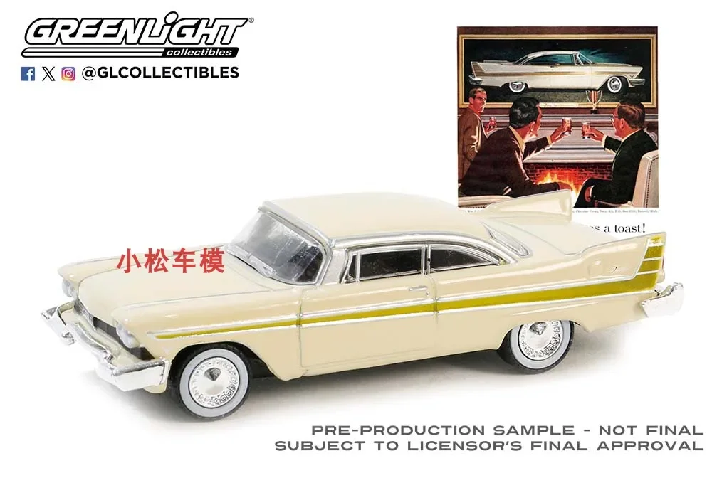 GreenLight 1:64 1957 Plymouth Fury High Simulation Alloy Mini Car Model Collection Series Gift Decorative Toys