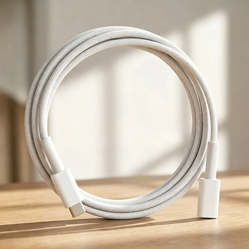 

Белый плетеный 5-жильный удлинительный кабель Type-C (USB-C) с разъемами Male-Female, 0.5м/1м, для быстрой зарядки и передачи данных