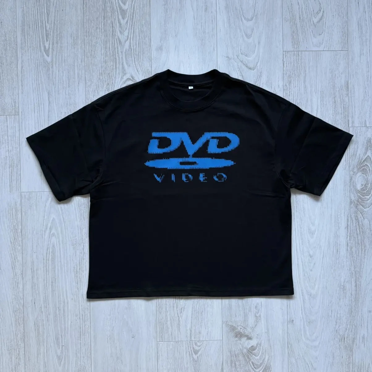 

Мужская футболка с ретро-графикой DVD, винтажная хлопковая футболка с забавным принтом видео-логотипа, повседневная, оверсайз, уличный стиль, с коротким рукавом, летняя