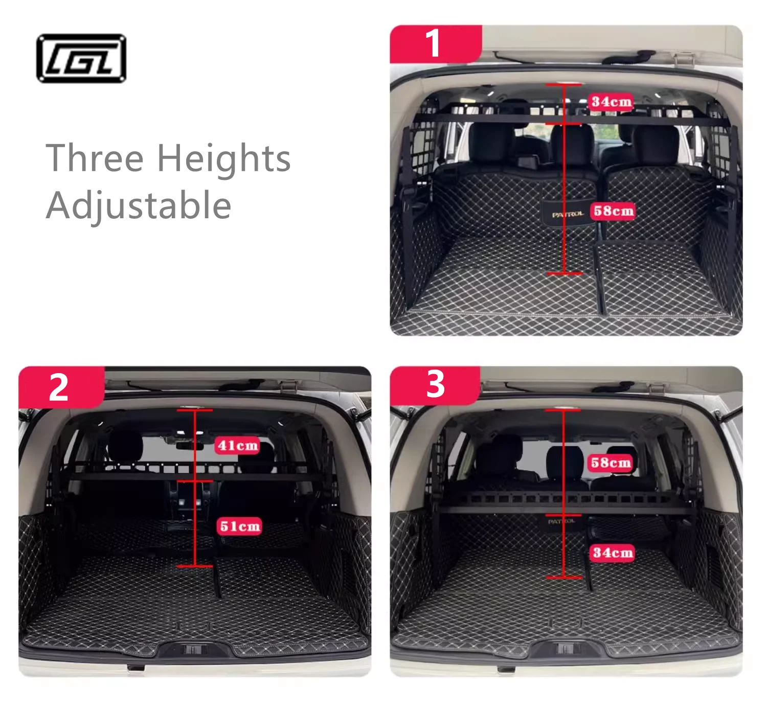 CGZ MOLLE PANEL for Nissan Patrol Y62 / Armada 2010-2023 Rear Boot Cargo Shelf Modular Storage Racks Organizers
