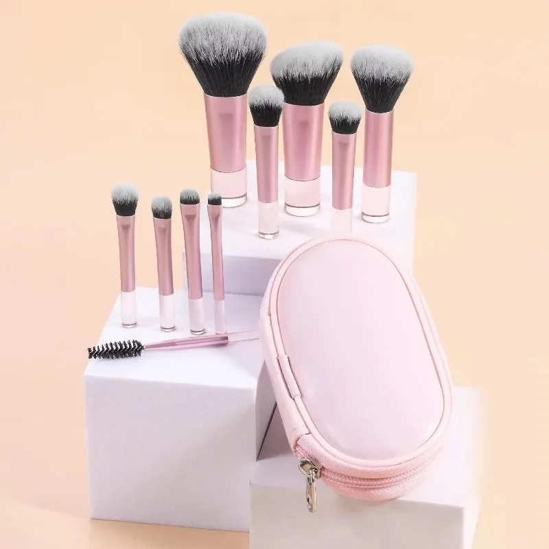 10pcs Mini Makeup Brush Set Powder Eyeshadow Foundation Blush Blender Concealer Beauty Makeup Tools Brush Professional Supplies