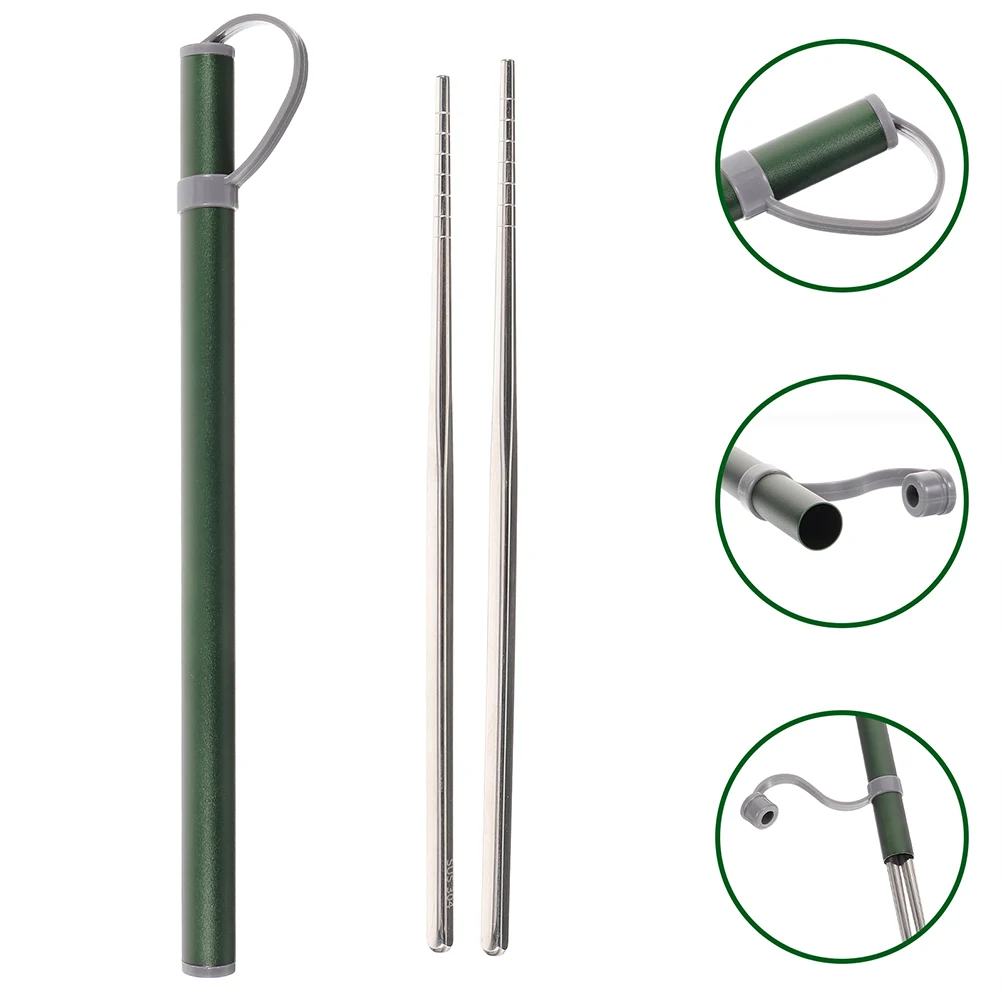 

2 Sets 24Cm Stainless Steel Chopsticks Outdoor Utensils Reusable Metal Cooking Chopsticks Lightweight Portable Hotpot Noodle