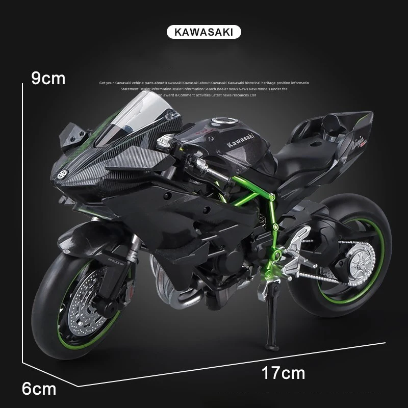 1/12 Kawasaki H2R Ninja Die Cast Motorcycle Model Toy Vehicle Collection Autobike Shork-Absorber Off Road Autocycle Toys Car