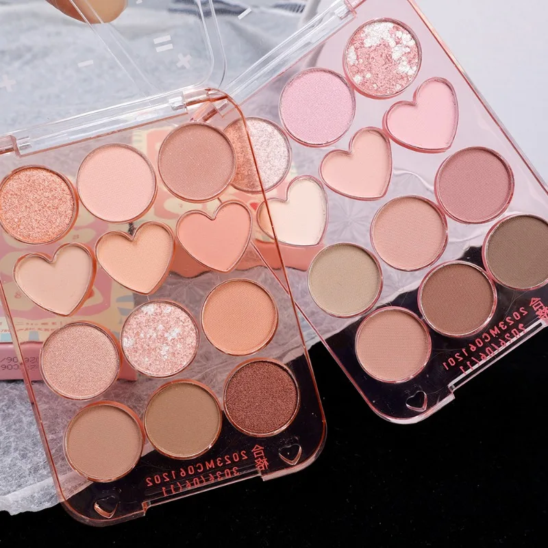 Pink Pearly Love Eyeshadow Palette Waterproof Matte Earth Color Milk Tea Glitter Eyeshadow Blusher Charming Eyes Makeup Pigments