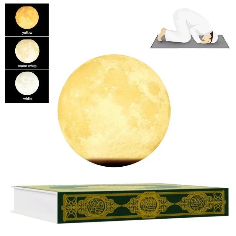 Islamic Levitating Quran Speaker Lamp Rotating Light Holy Quran Learning Device Home Office Gift for Muslim Festival Daily Use